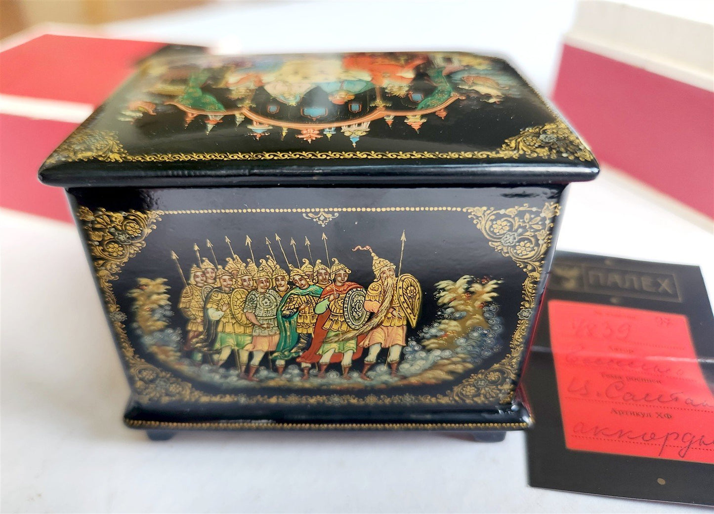 RUSSIAN PALEKH SCHOOL 1987 5 SIDES LACQUER BOX TSAR SALTAN vintage SIGNED