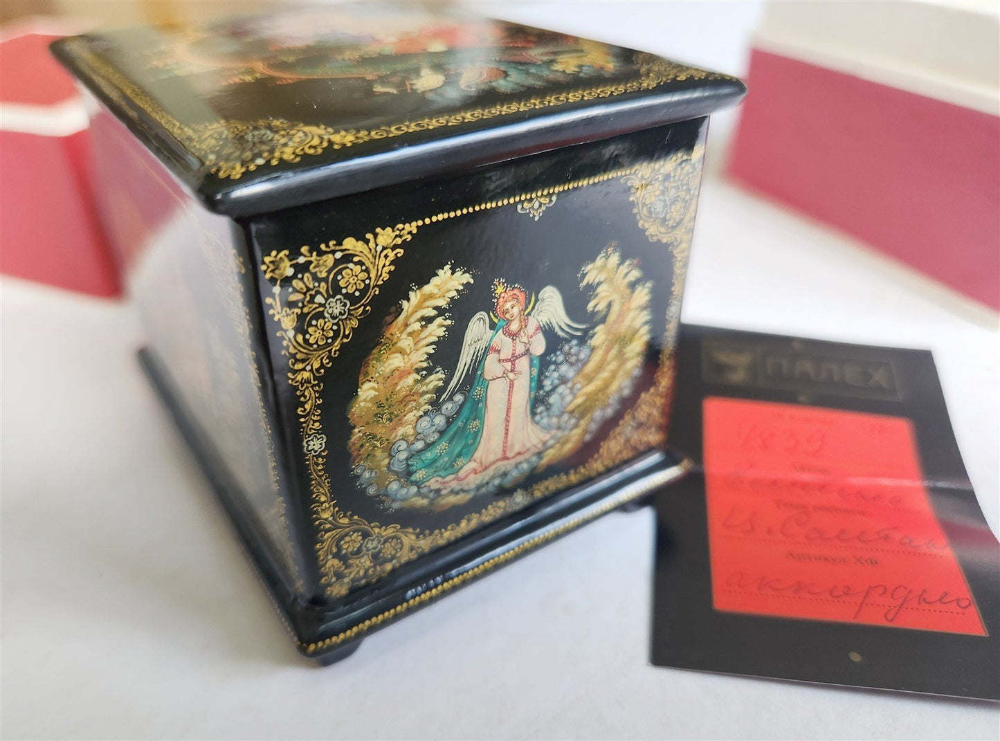 RUSSIAN PALEKH SCHOOL 1987 5 SIDES LACQUER BOX TSAR SALTAN vintage SIGNED