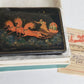 RUSSIAN PALEKH SCHOOL 1985 HAND PAINTED LACQUER BOX TROIKA vintage ARTIST SIGNED