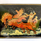 RUSSIAN PALEKH SCHOOL 1983 HAND PAINTED LACQUER BOX TROIKA vintage ARTIST SIGNED