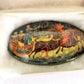 RUSSIAN PALEKH SCHOOL 1984 HANDPAINTED LACQUER PAPER MACHE BROOCH vintage TROIKA