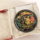 RUSSIAN PALEKH SCHOOL 1980s HANDPAINTED LACQUER BROOCH EMELYA vintage SIGNED