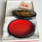 RUSSIAN PALEKH SCHOOL 1980 HANDPAINTED LACQUER BOX SCARLET FLOWER vintage SIGNED
