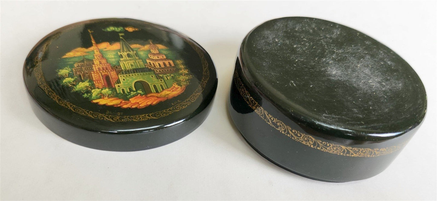 RUSSIAN HAND PAINTED LACQUER BOX vintage UNUSUAL