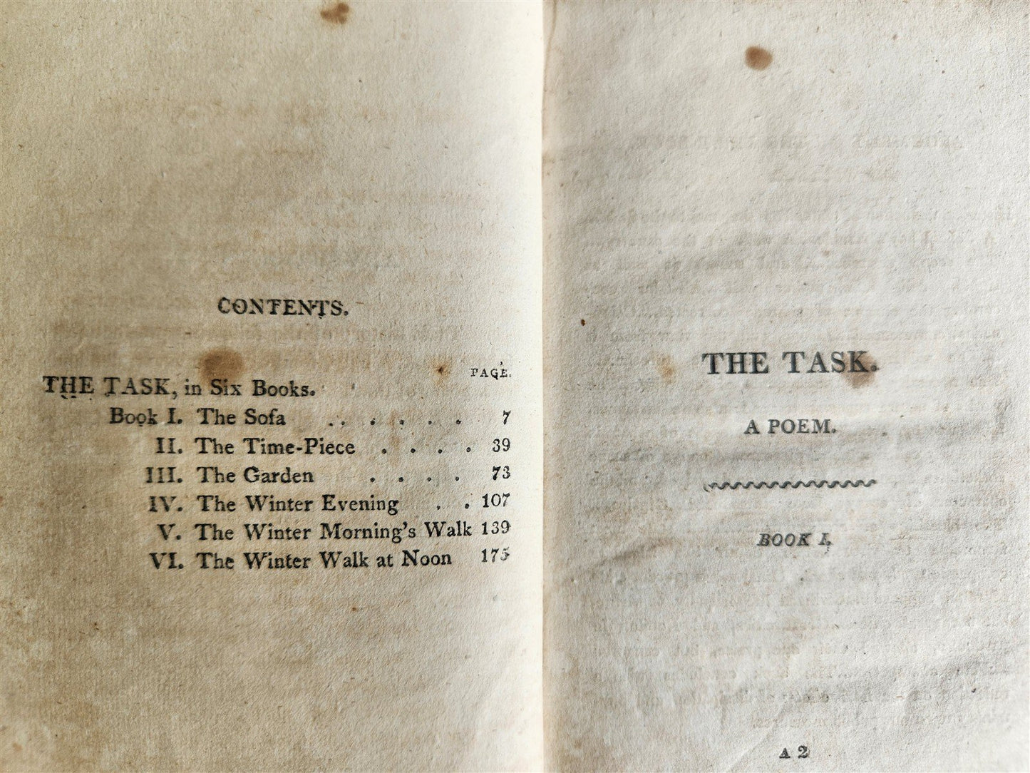1811 THE TASK POEM by WILLIAM COWPER antique PHILADELPHIA Americana