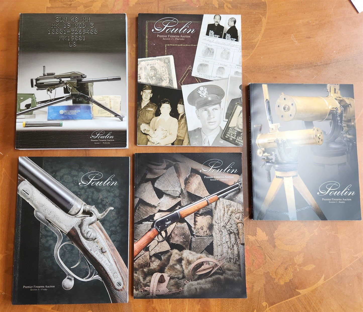 ANTIQUE PREMIER FIREARMS LOT of 5 August 2026 POULIN AUCTION CATALOGS militaria