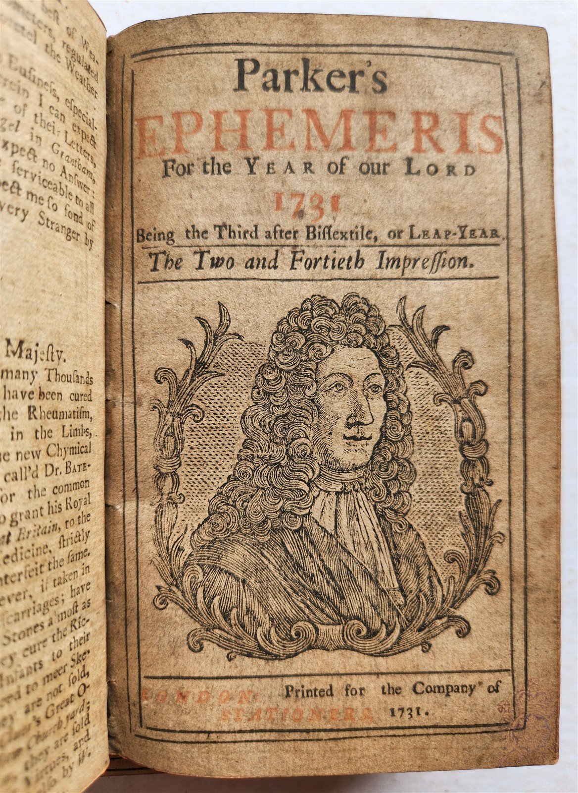 1730-38 ALMANACK BRITISH TELESCOPE Ephemeris antique ASTROLOGY ASTRONOMY English