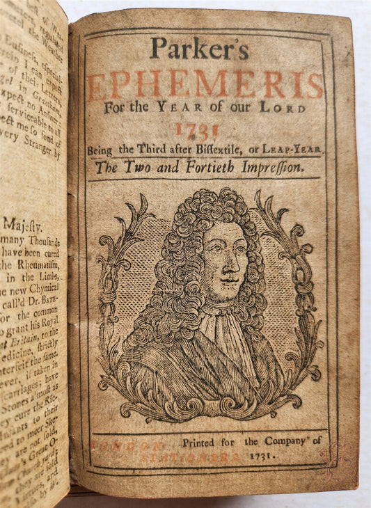 1730-38 ALMANACK BRITISH TELESCOPE Ephemeris antique ASTROLOGY ASTRONOMY English