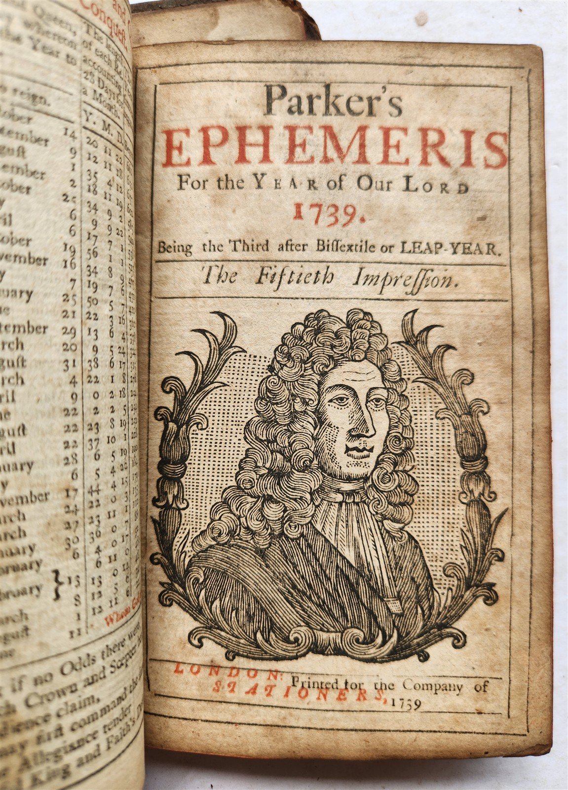 1730-38 ALMANACK BRITISH TELESCOPE Ephemeris antique ASTROLOGY ASTRONOMY English