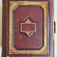 1870s PHOTO ALBUM w/ BRASS CLASP antique DECORATIVE LEAVES w/ FLOWER DESIGN