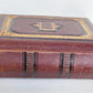 1870s PHOTO ALBUM w/ BRASS CLASP antique DECORATIVE LEAVES w/ FLOWER DESIGN
