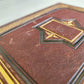 1870s PHOTO ALBUM w/ BRASS CLASP antique DECORATIVE LEAVES w/ FLOWER DESIGN