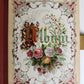 1870s PHOTO ALBUM w/ BRASS CLASP antique DECORATIVE LEAVES w/ FLOWER DESIGN