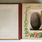 1870s PHOTO ALBUM w/ BRASS CLASP antique DECORATIVE LEAVES w/ FLOWER DESIGN