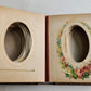1870s PHOTO ALBUM w/ BRASS CLASP antique DECORATIVE LEAVES w/ FLOWER DESIGN