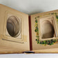 1870s PHOTO ALBUM w/ BRASS CLASP antique DECORATIVE LEAVES w/ FLOWER DESIGN