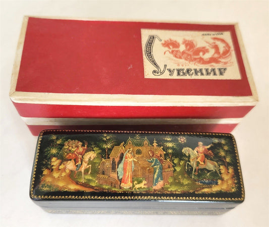 RUSSIAN PALEKH SCHOOL 1984 HAND PAINTED LACQUER BOX DEAD PRINCESS vintage SIGNED