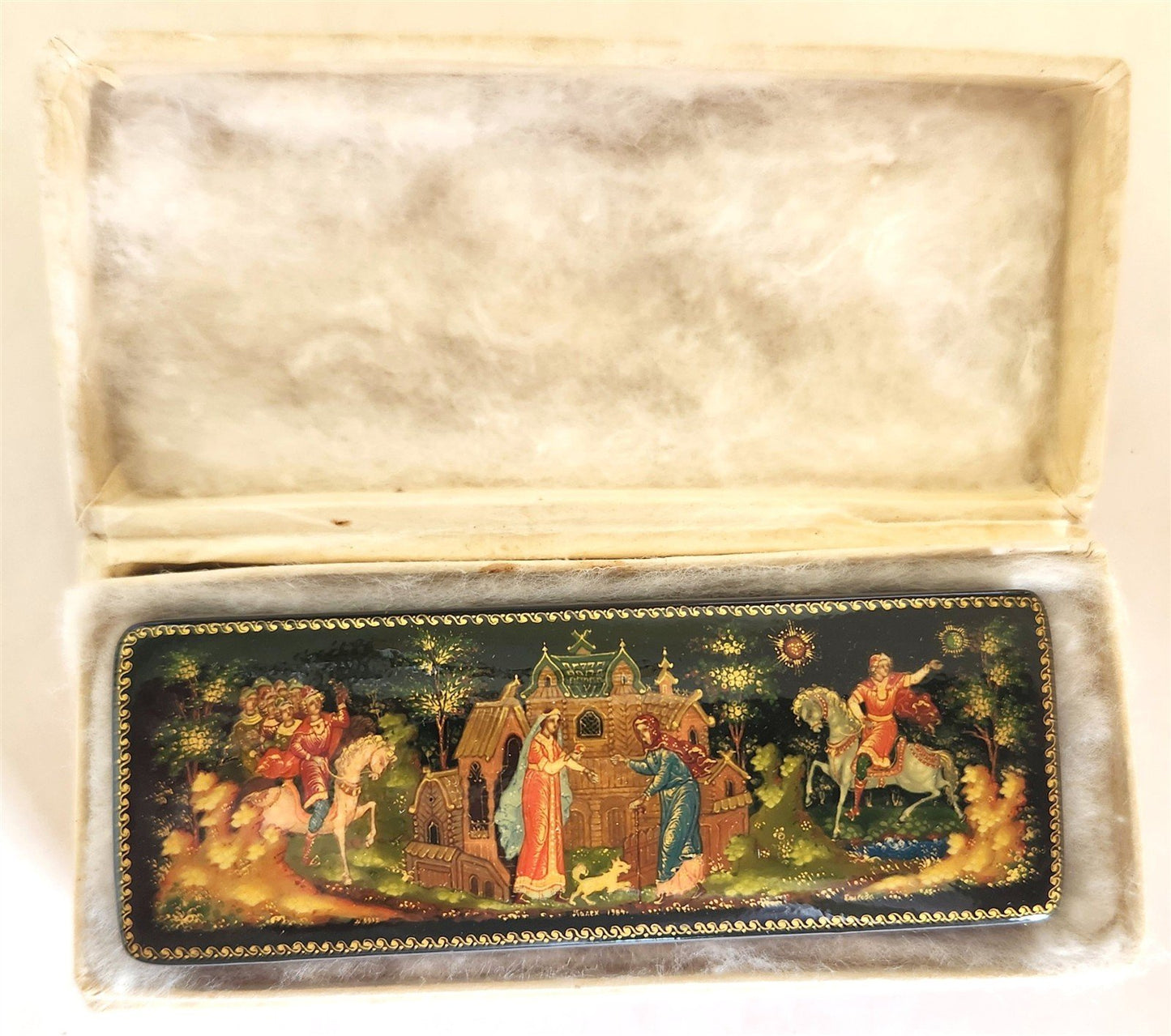RUSSIAN PALEKH SCHOOL 1984 HAND PAINTED LACQUER BOX DEAD PRINCESS vintage SIGNED