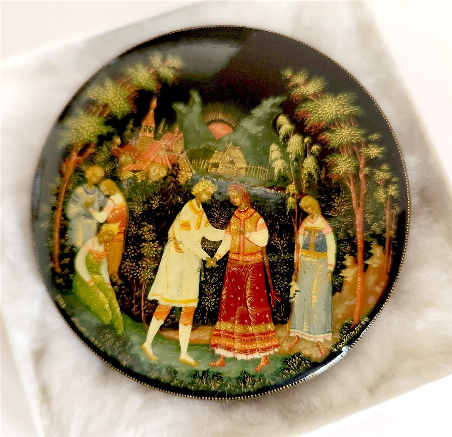 RUSSIAN PALEKH SCHOOL 1987 HANDPAINTED LACQUER BOX SNOW MAIDEN vintage SIGNED