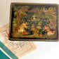 RUSSIAN PALEKH SCHOOL 1985 HAND PAINTED LACQUER BOX AT THE RIVER vintage SIGNED