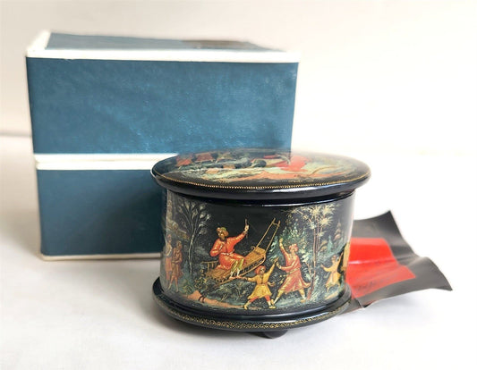 RUSSIAN PALEKH SCHOOL 1986 ALL SIDES PAINTED LACQUER BOX EMELYA & MAGIC FISH