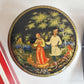 RUSSIAN PALEKH SCHOOL 1987 HAND PAINTED LACQUER BOX vintage FLIRTING COUPLE