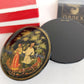 RUSSIAN PALEKH SCHOOL 1987 HAND PAINTED LACQUER BOX vintage FLIRTING COUPLE