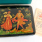 RUSSIAN PALEKH SCHOOL 1985 HAND PAINTED LACQUER BOX vintage IN THE GARDEN