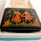 RUSSIAN PALEKH SCHOOL 1985 HAND PAINTED LACQUER BOX vintage IN THE GARDEN