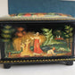 RUSSIAN PALEKH SCHOOL 1986 PAINTED on FIVE SIDES LACQUER BOX vintage ALENUSHKA