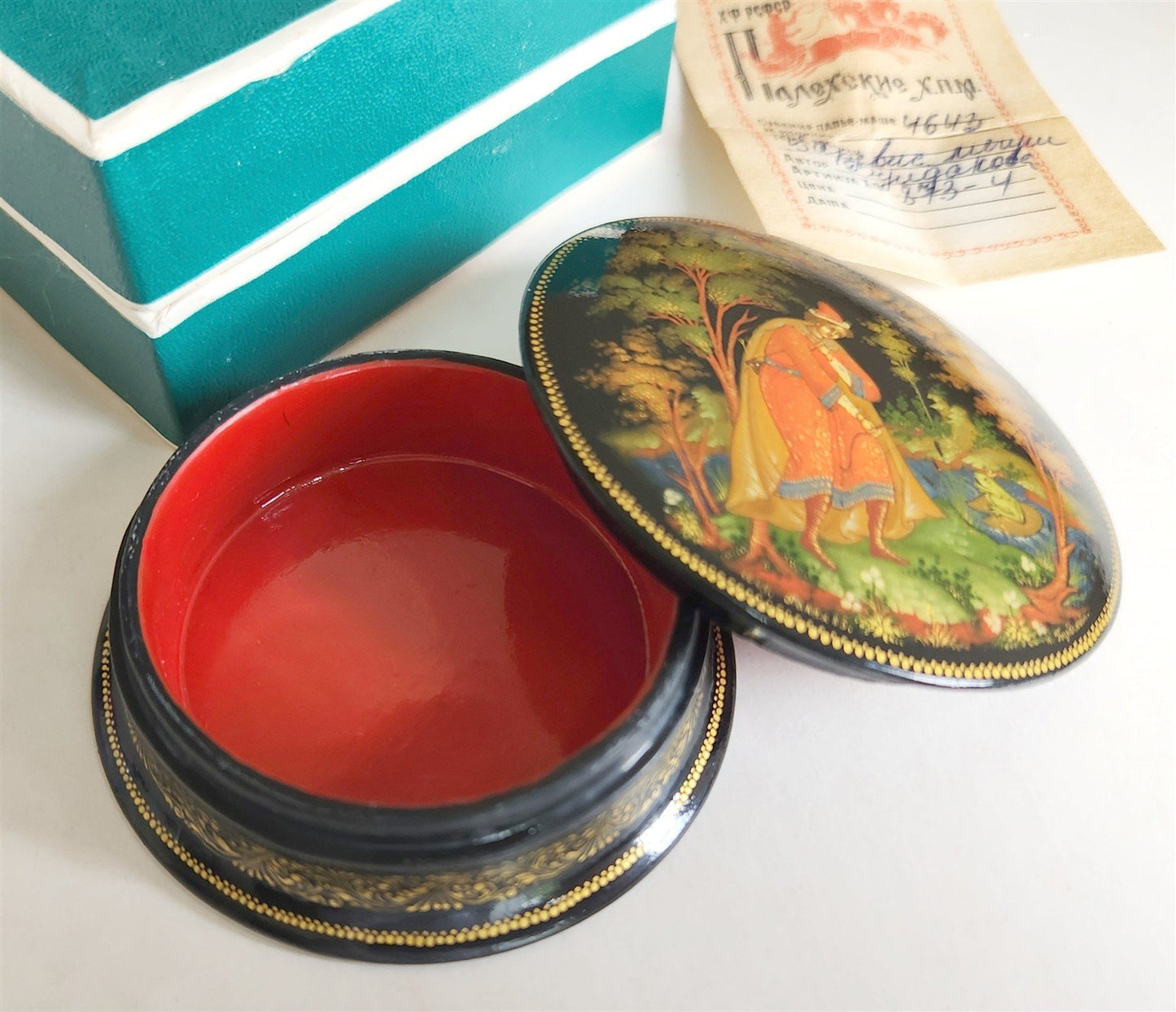RUSSIAN PALEKH SCHOOL 1985 PAINTED SIGNED LACQUER BOX vintage FROG PRINCESS