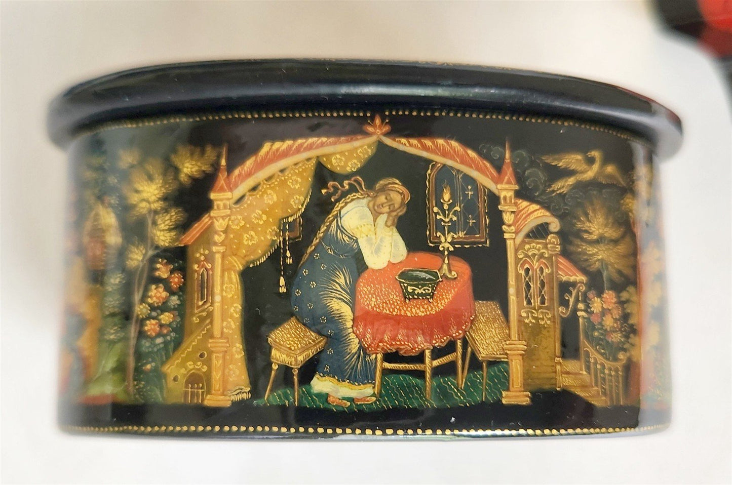 RUSSIAN PALEKH SCHOOL 1986 ALL SIDES PAINTED SIGNED LACQUER BOX vintage WEDDING