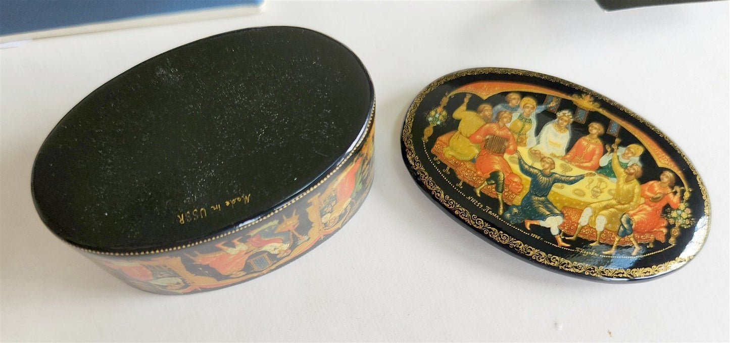 RUSSIAN PALEKH SCHOOL 1986 ALL SIDES PAINTED SIGNED LACQUER BOX vintage WEDDING