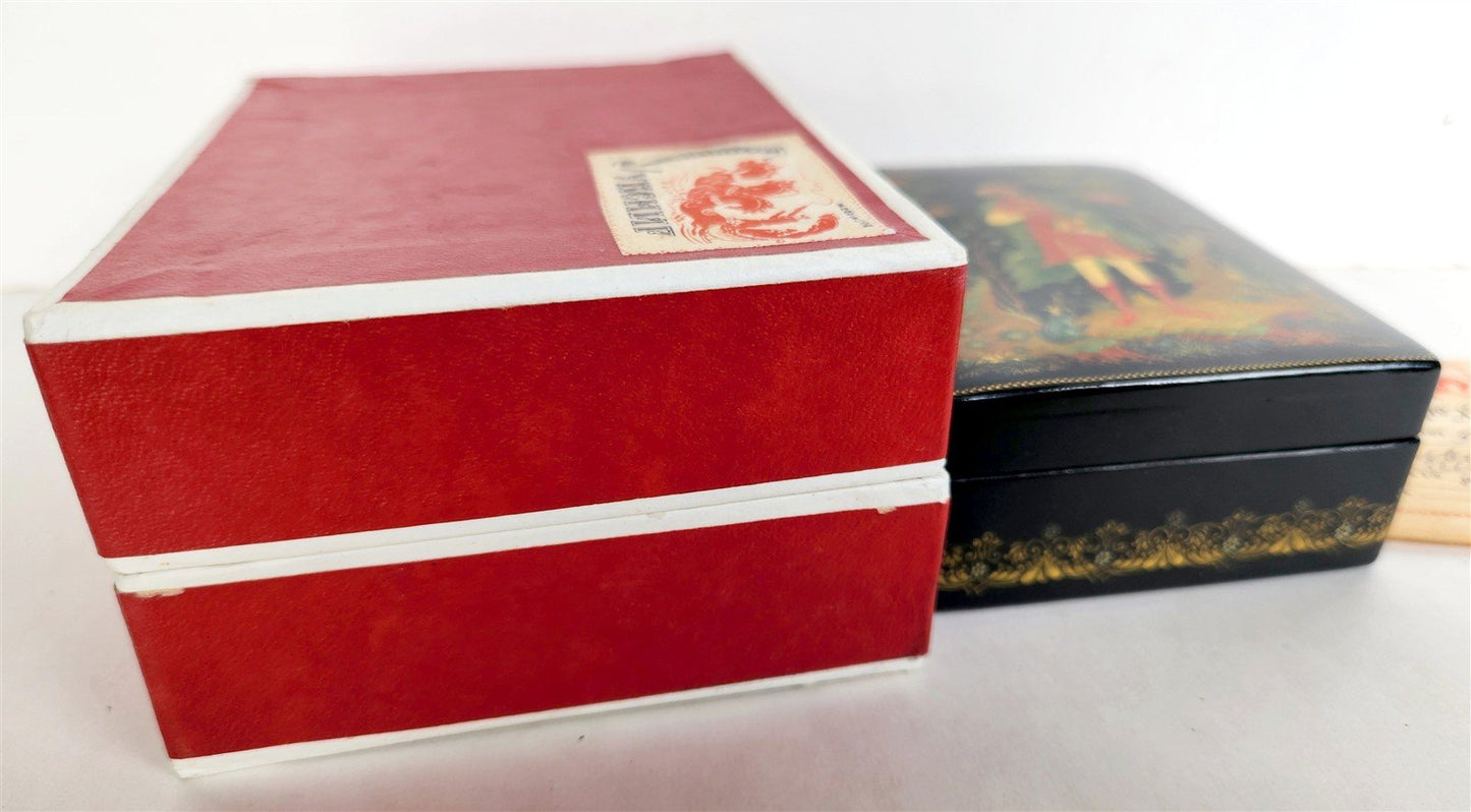 RUSSIAN PALEKH SCHOOL 1984 HAND PAINTED SIGNED LACQUER BOX vintage FROG PRINCESS