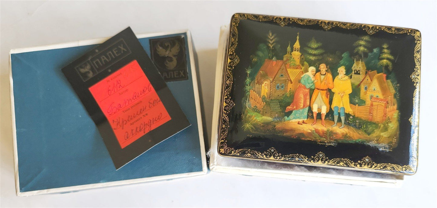 RUSSIAN PALEKH SCHOOL 5 SIDES PAINTED SIGNED LACQUER BOX vintage Zmei Gorynych