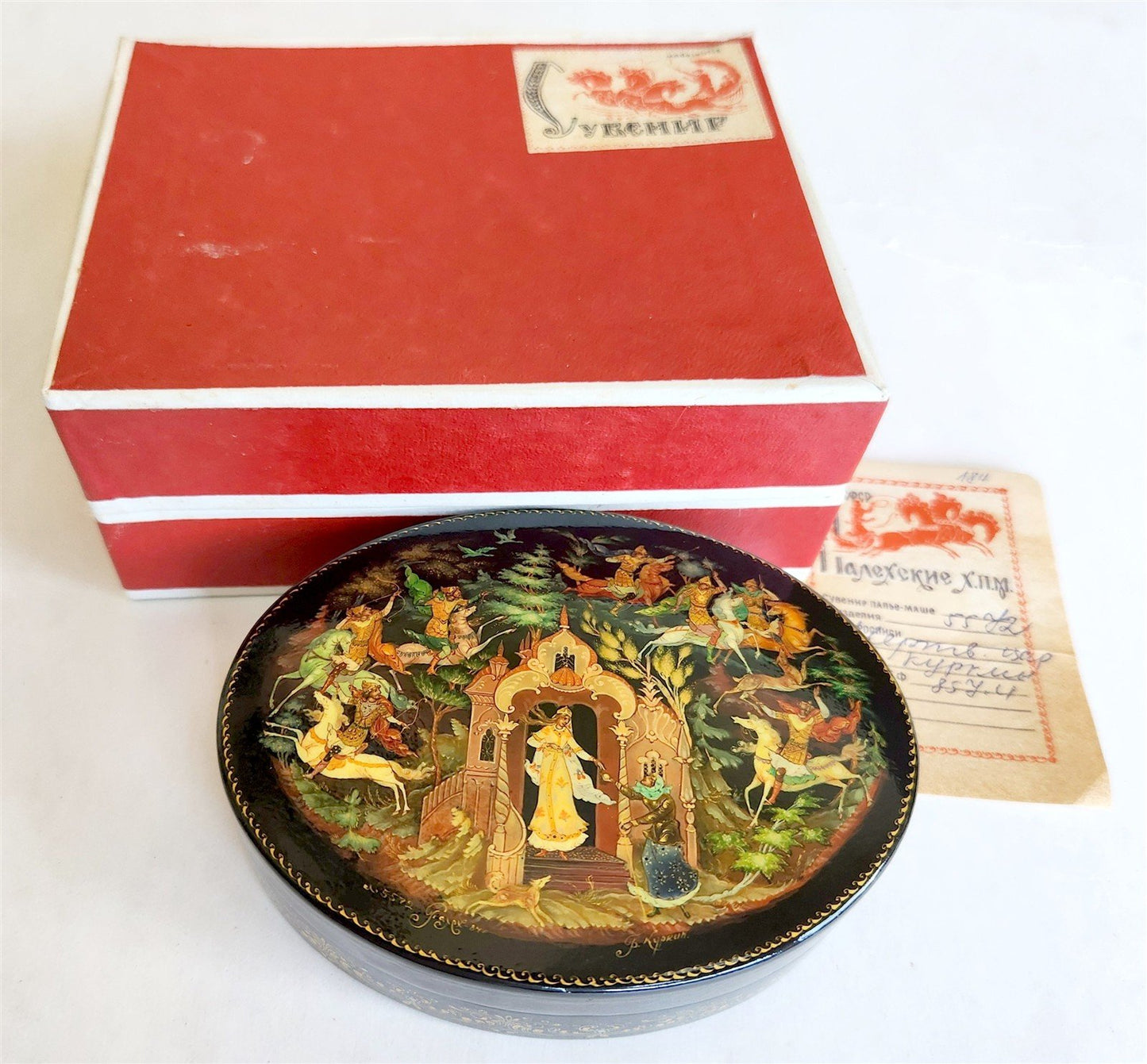 RUSSIAN PALEKH SCHOOL 1984 HAND PAINTED LACQUER BOX vintage DEAD PRINCESS
