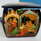 RUSSIAN PALEKH SCHOOL all sides PAINTED LACQUER BOX vintage FINIST BRIGHT FALCON