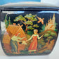 RUSSIAN PALEKH SCHOOL all sides PAINTED LACQUER BOX vintage FINIST BRIGHT FALCON