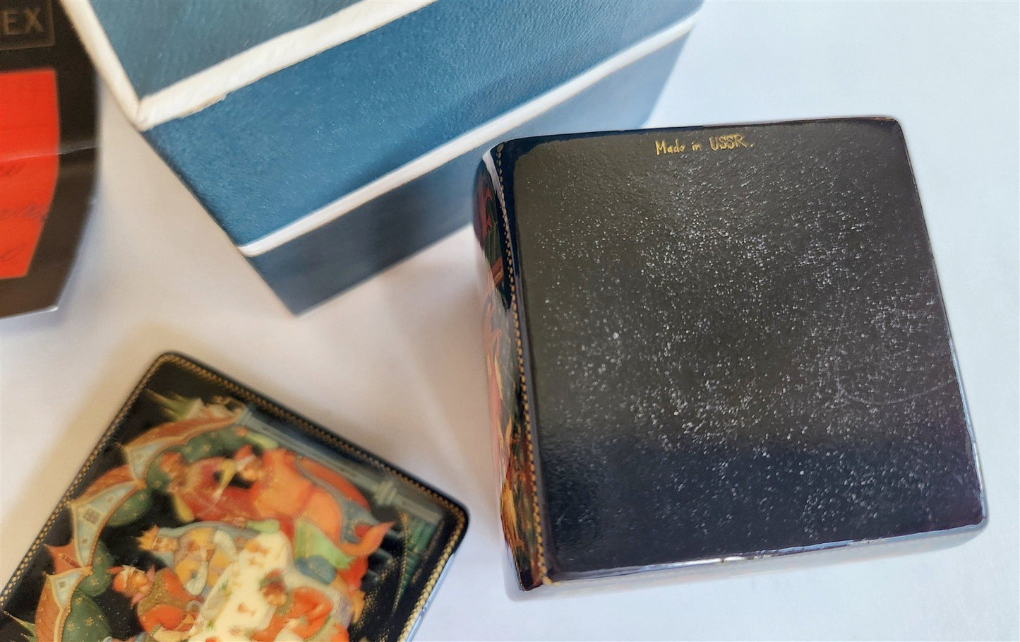 RUSSIAN PALEKH SCHOOL all sides PAINTED LACQUER BOX vintage FINIST BRIGHT FALCON
