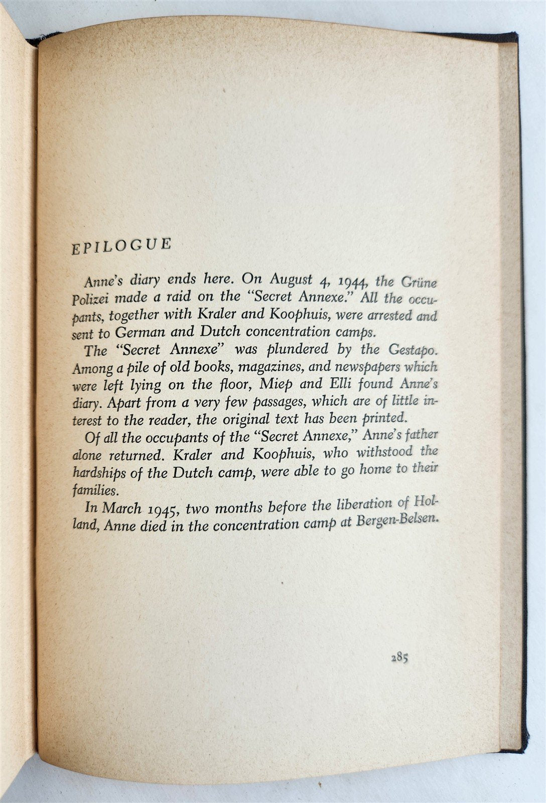 1952 DIARY of a YOUNG GIRL by ANNE FRANK antique 1st AMERICAN EDITION Judaica
