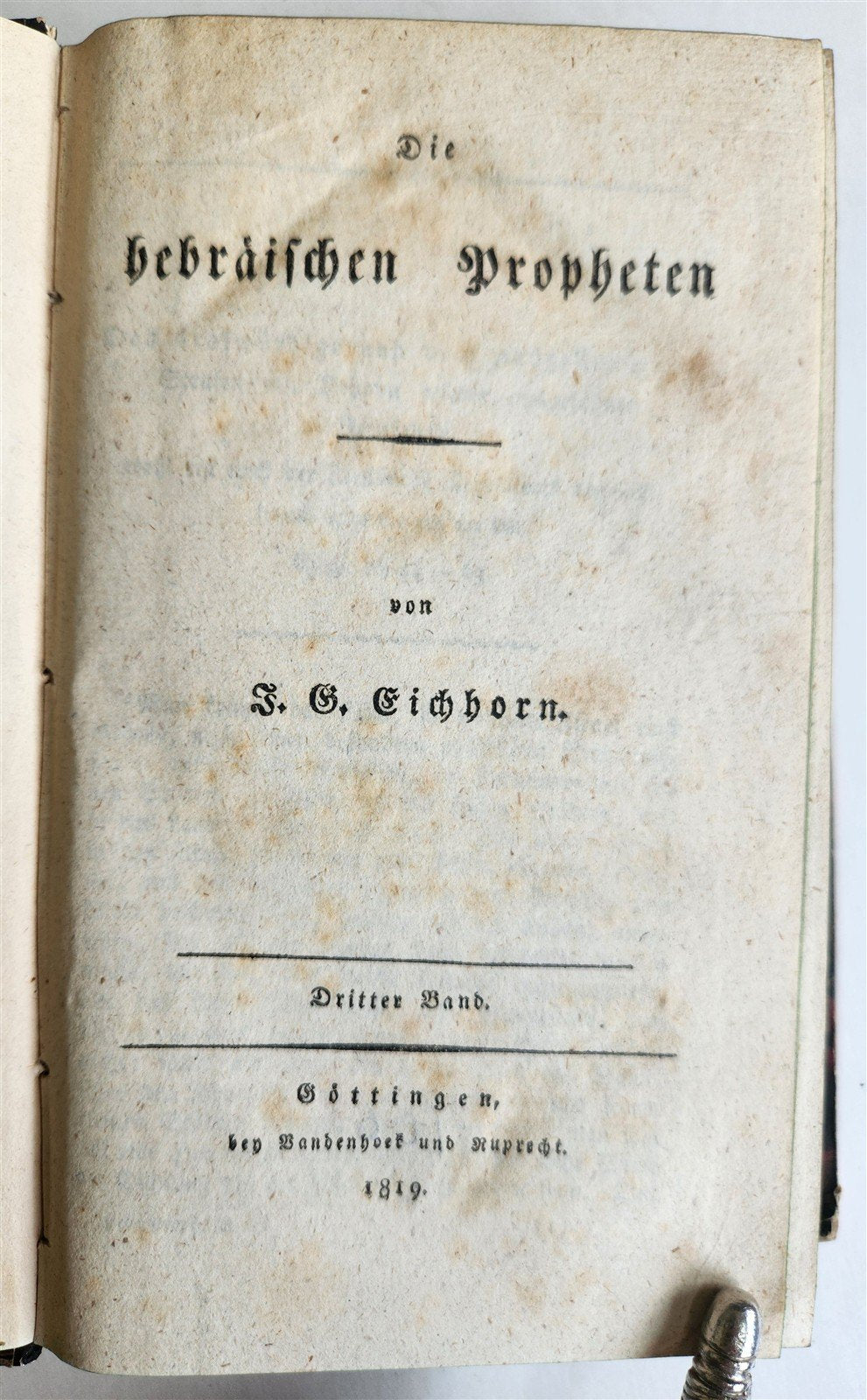 1819 HEBREW PROPHETS antique 3 VOLUMES in GERMAN by Johann Eichhorn