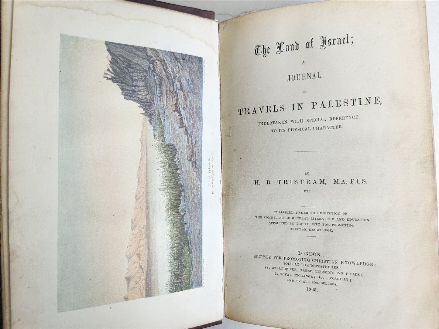 1865 LAND of ISRAEL journal of travels in PALESTINE antique ILLUSTRATED English