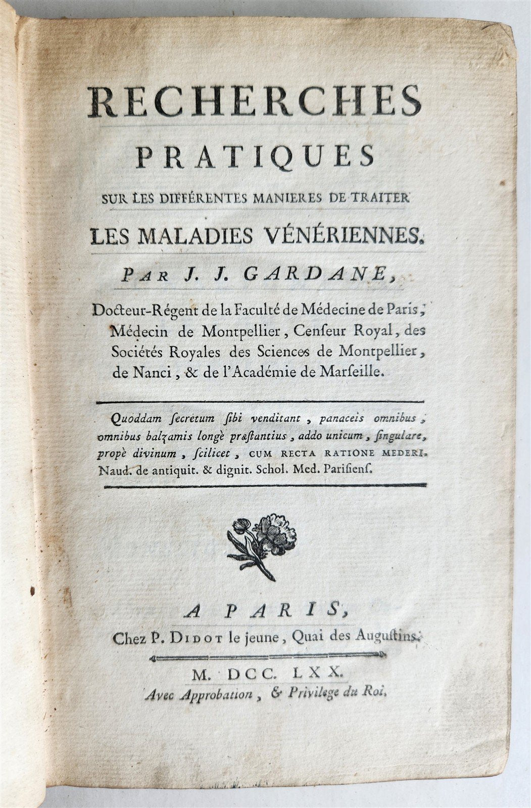 1770 MEDICAL TREATISE on VENEREAL DISEASES antique in FRENCH