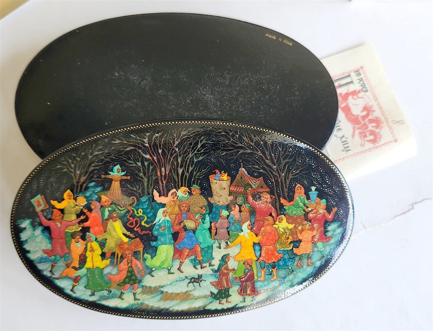 RUSSIAN PALEKH SCHOOL 1981 HAND PAINTED LACQUER BOX vintage FATHER FROST