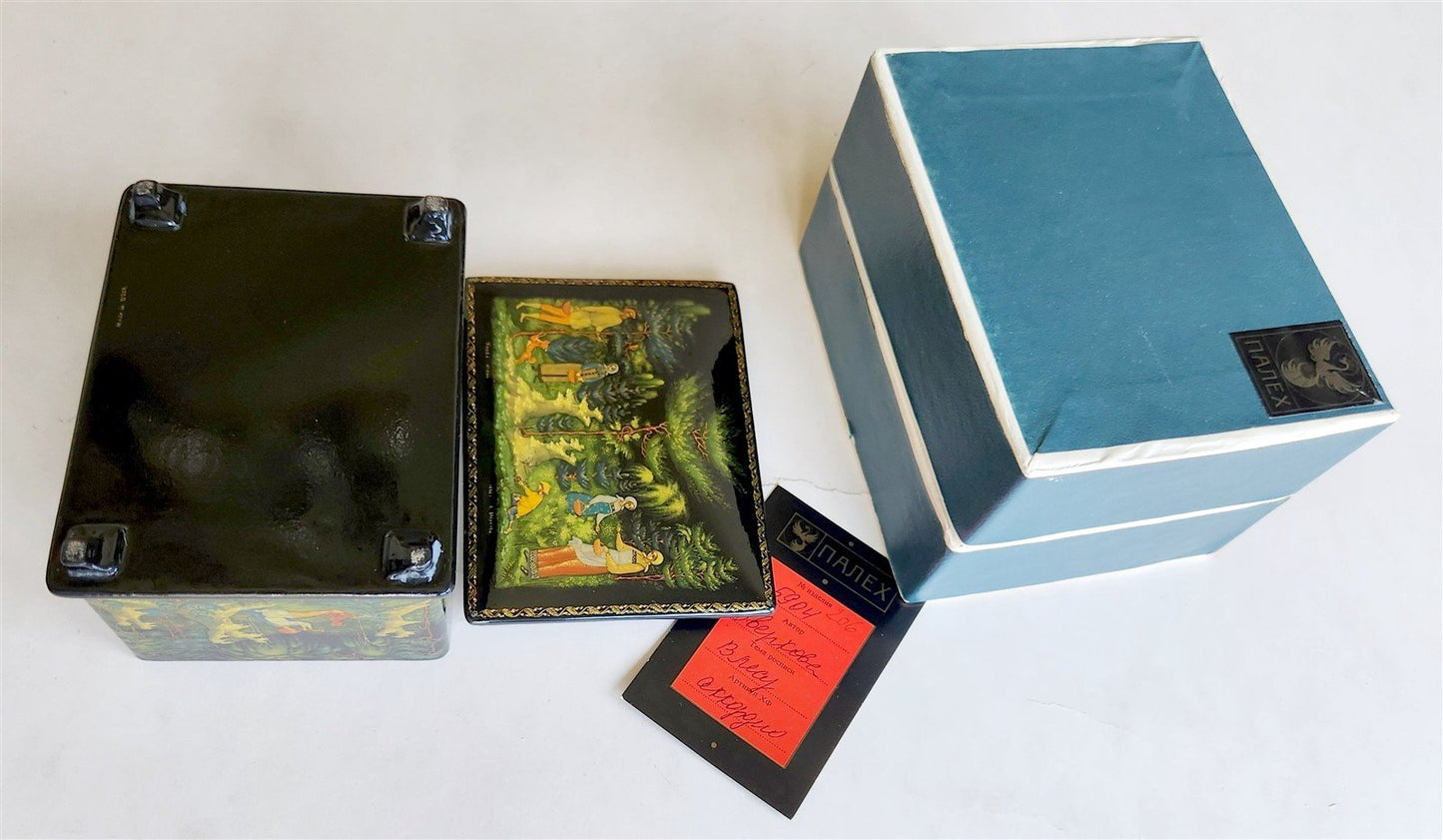 RUSSIAN PALEKH SCHOOL 1986 5 SIDES PAINTED LACQUER BOX vintage MUSEUM QUALITY