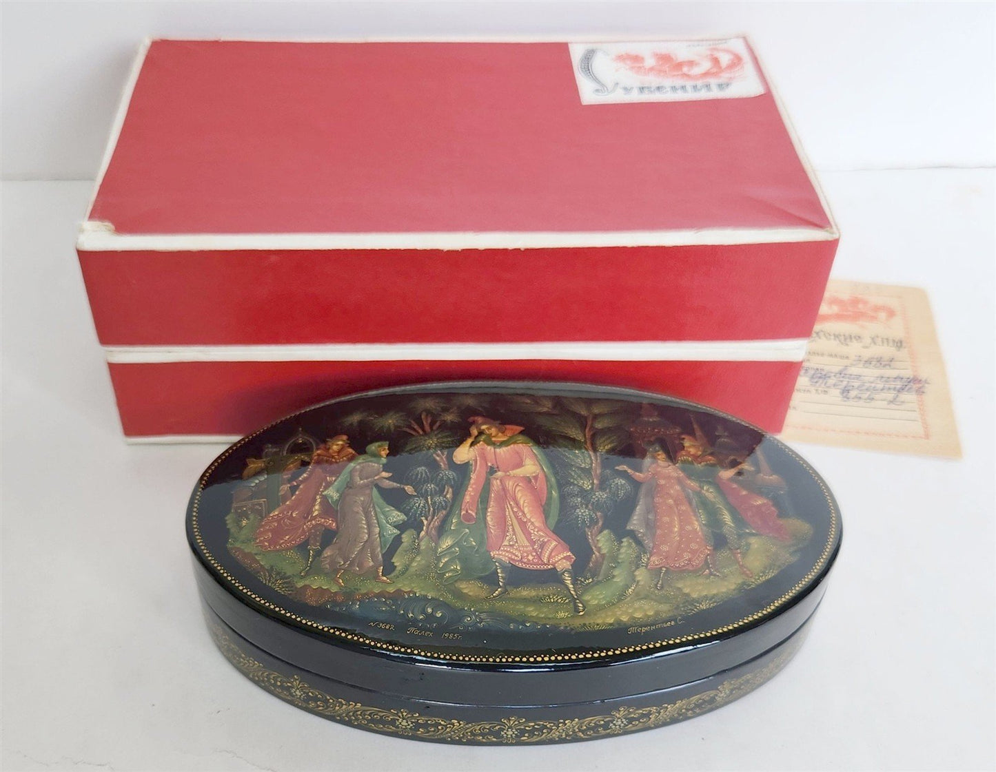 RUSSIAN PALEKH SCHOOL MUSEUM QUALITY LACQUER BOX FROG PRINCESS vintage 1985
