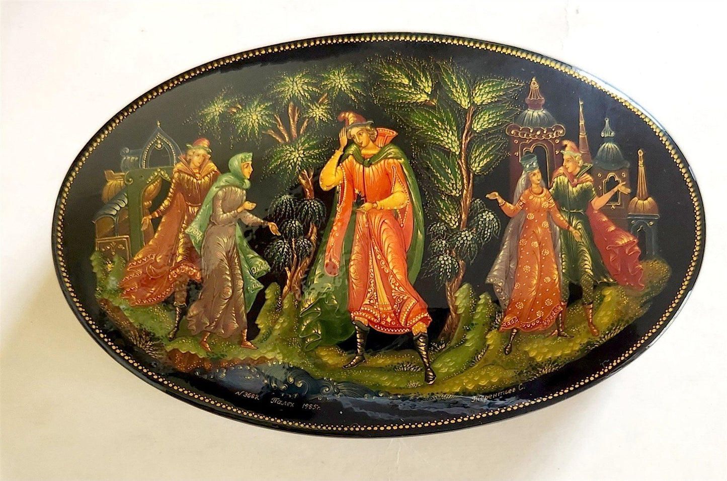 RUSSIAN PALEKH SCHOOL MUSEUM QUALITY LACQUER BOX FROG PRINCESS vintage 1985