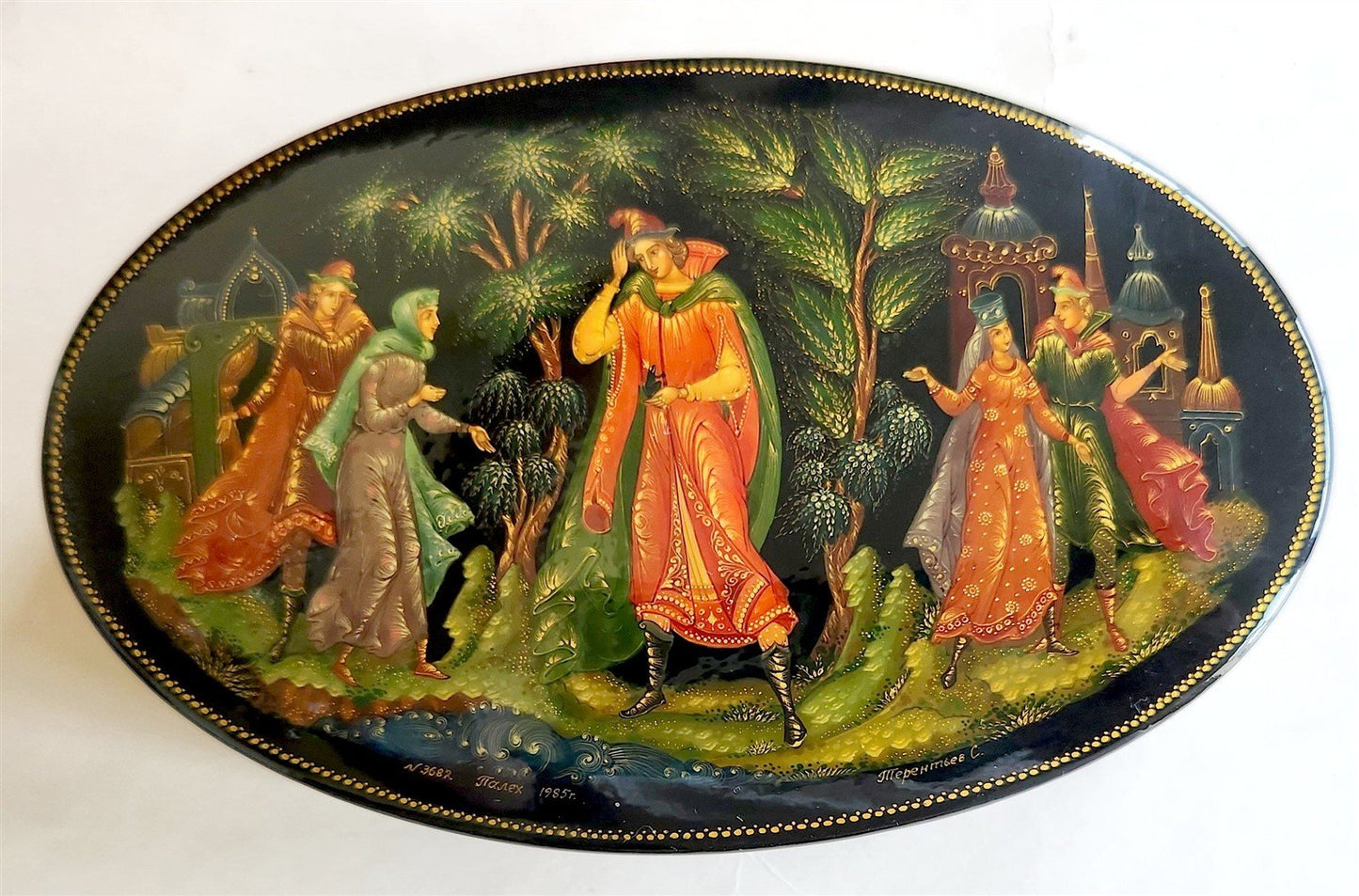 RUSSIAN PALEKH SCHOOL MUSEUM QUALITY LACQUER BOX FROG PRINCESS vintage 1985