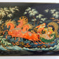RUSSIAN PALEKH SCHOOL MUSEUM QUALITY LACQUER BOX TROIKA vintage 1985 HANDPAINTED