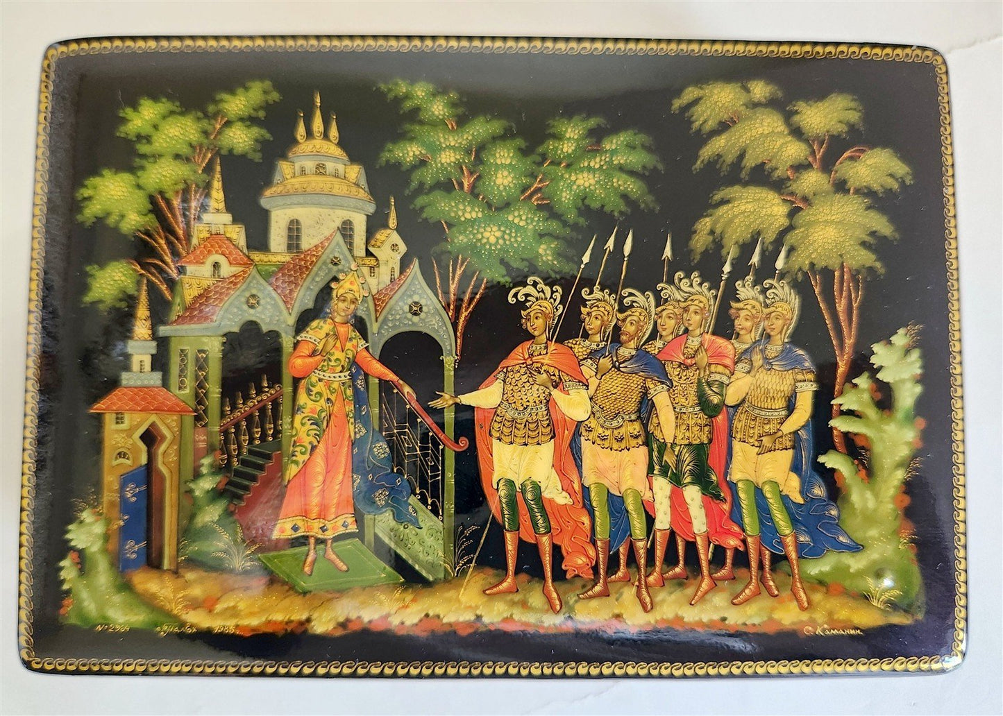 RUSSIAN PALEKH SCHOOL MUSEUM QUALITY LACQUER BOX DEAD PRINCESS vintage 1985